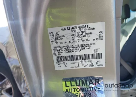 2012 Ford Escape Xls из США, поврежденный, VIN 1FMCU0C73CKC76297